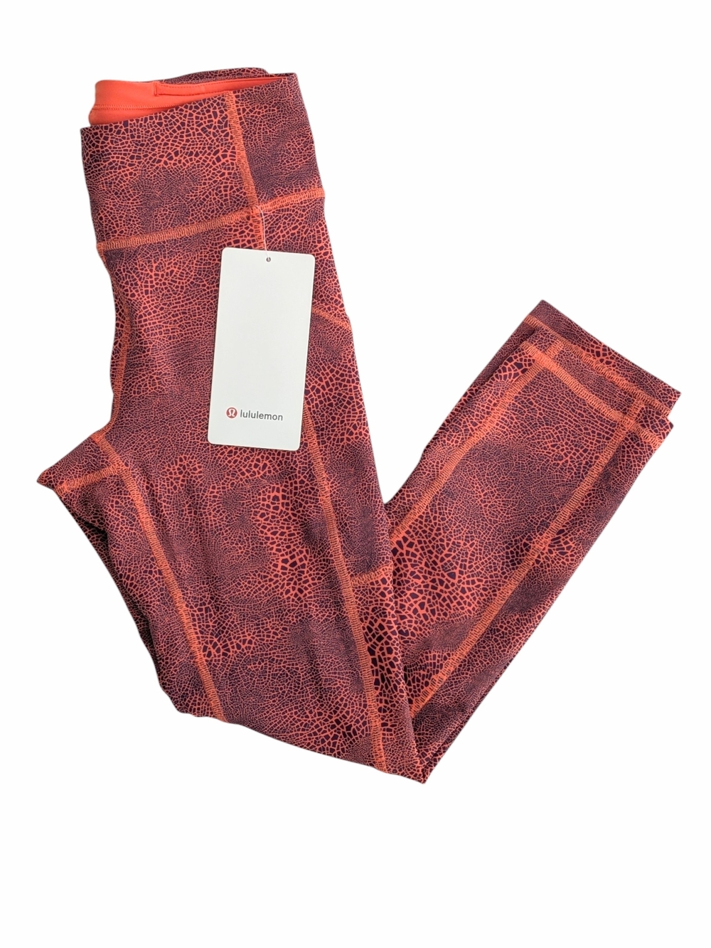 lululemon Wunder Train Leggings In Crackle Glaze Lurkspur Pattern Orange